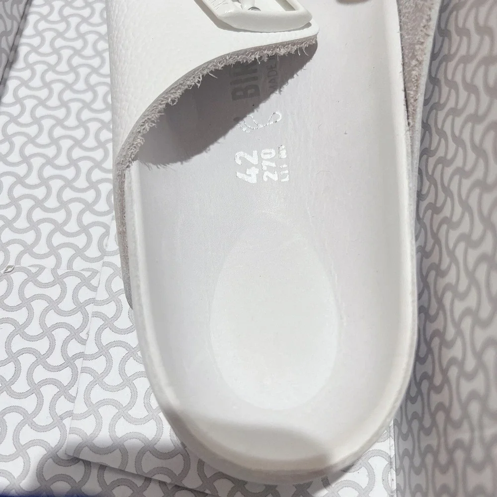 Birkenstock Arizona Exquisite - White Leather- Men's Sandals EU 42 US 9- 9.5 R - Picture 11 of 12